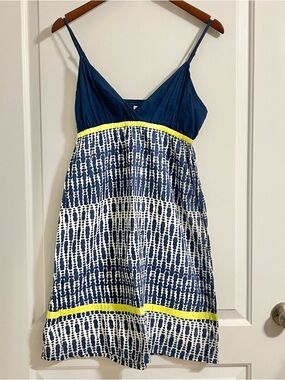 Aeropostale Y2K babydoll sundress blue patterned yellow accents size M